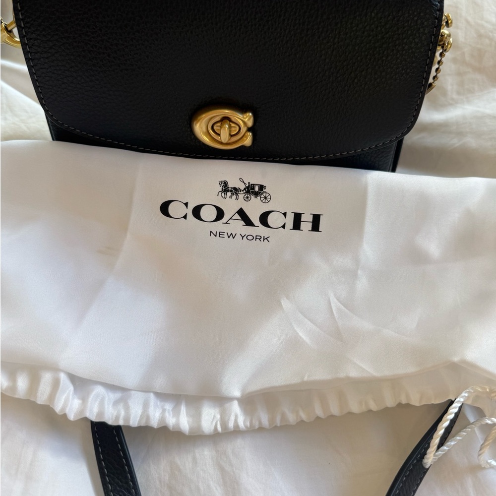Coach Black Crossbody Bag with Gold Accents